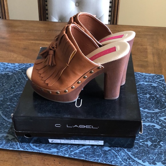 Cognac tassel platform sandals - Picture 2 of 4